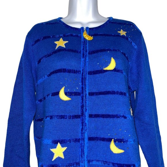 Quaker Factory Vintage 90's Y2K Embellished Angel Ugly Christmas Sweater Small - Picture 2 of 10